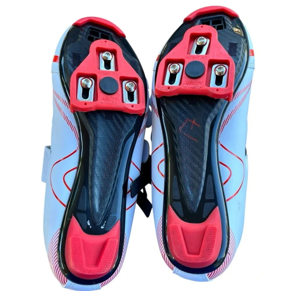 Kescoo Cycling Shoes Clip In White Red NWOB Men's 7-7.5 Women's 8-8.5 Road